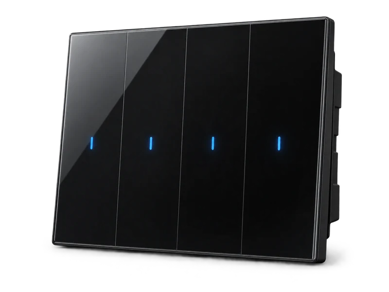 Four-gang black glass smart switch