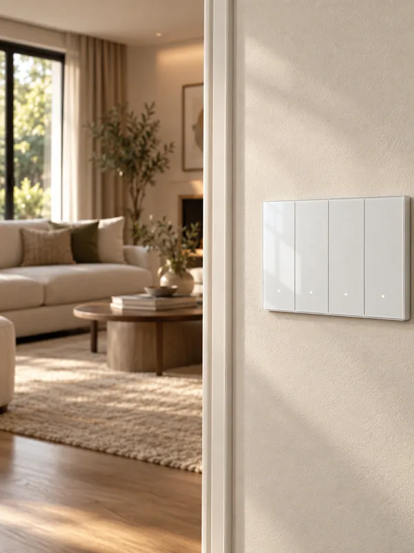 Smart wall switch in a modern living room
